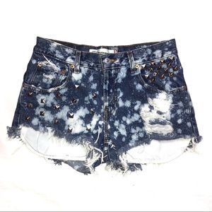 Levi’s High Waisted Acid Wash Studded Shorts